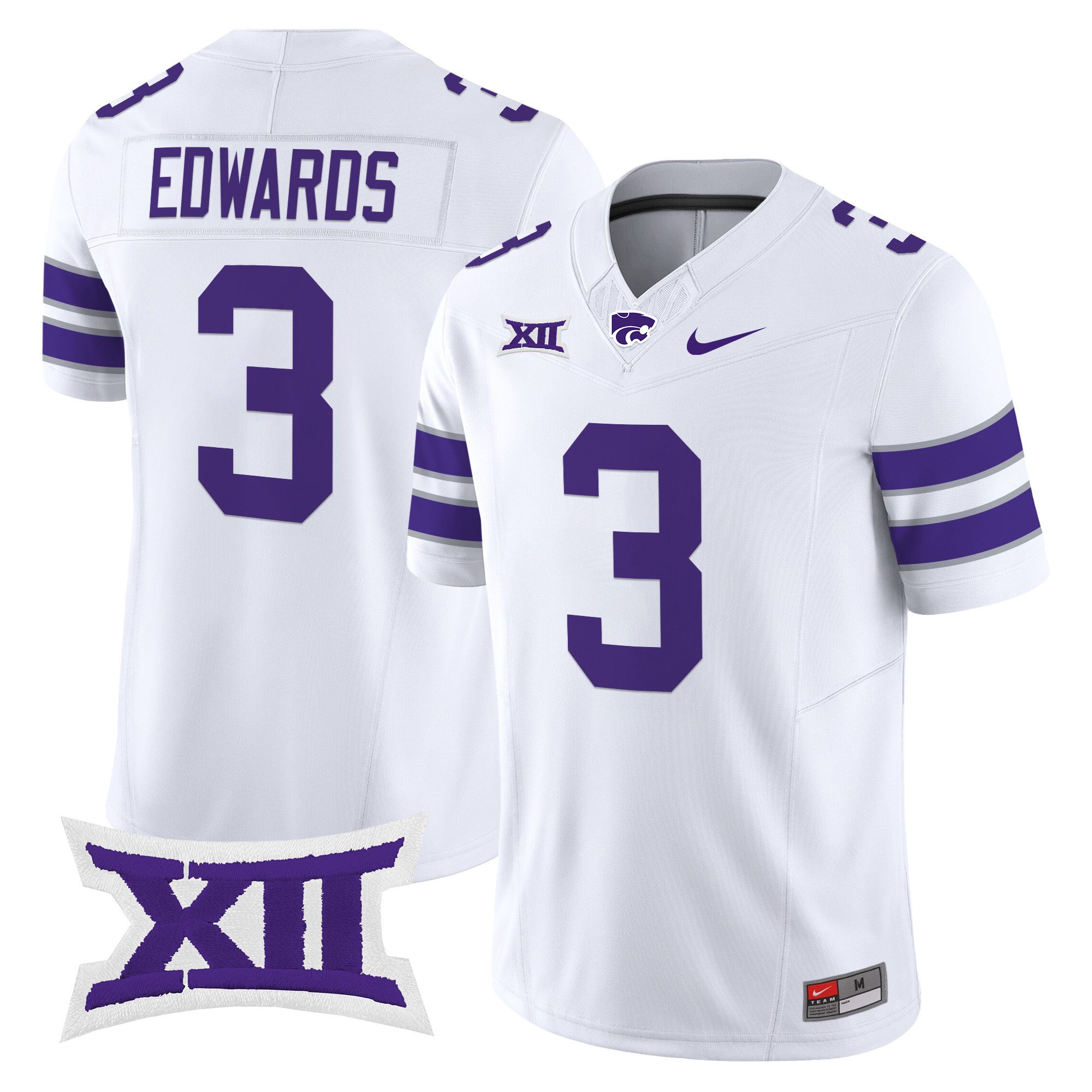 Men Kansas State Wildcats #3 Edwards White Nike 2024 Vapor Limited NCAA Jersey->ncaa teams->NCAA Jersey